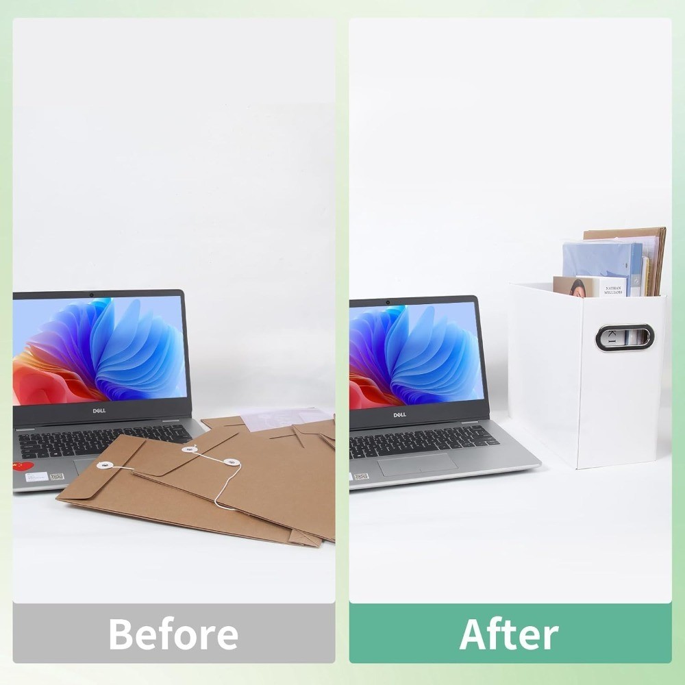 Portable File Box with Handle Collapsible Document Organizer for Home Office