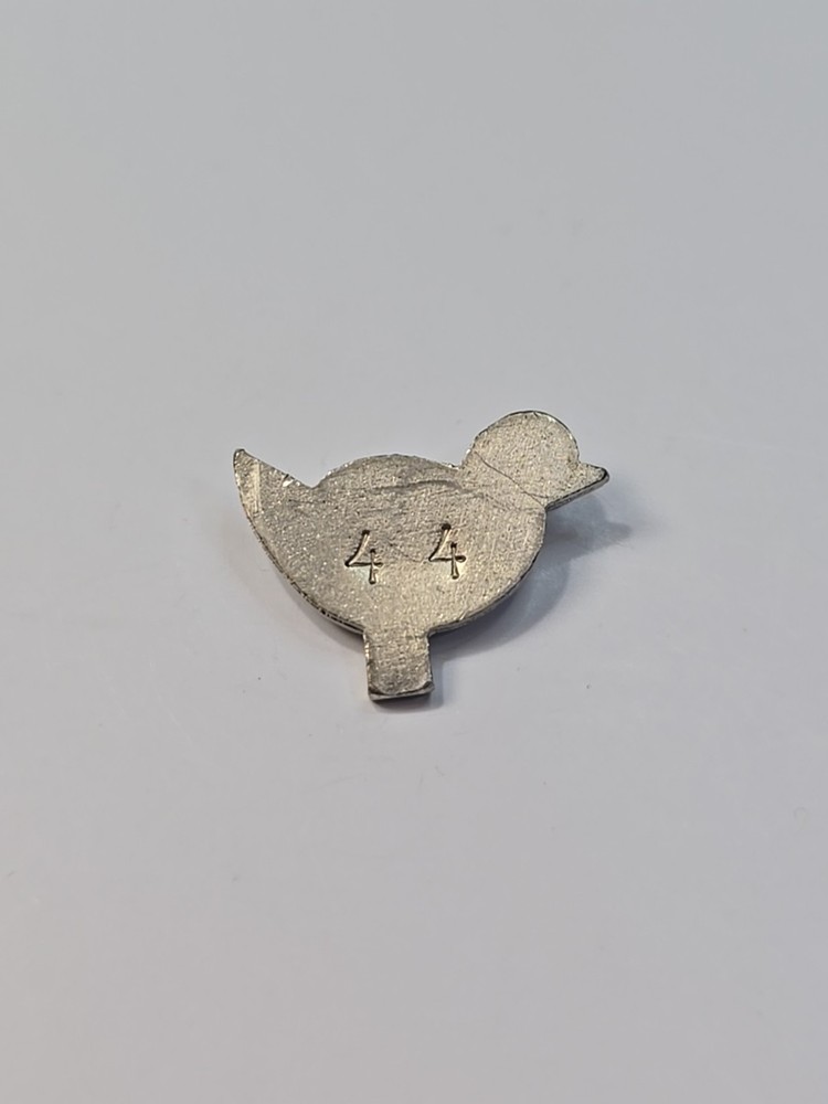 Sid Bell Lapel Pin Bird With Number 44 Small Size Silver Color Metal