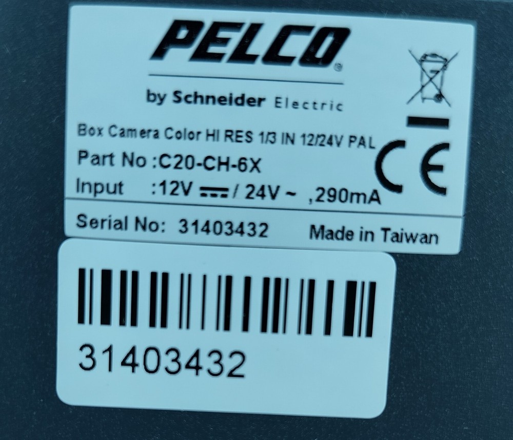 PELCO Box Camera Color HI Resolution Analog C20-CH-6X