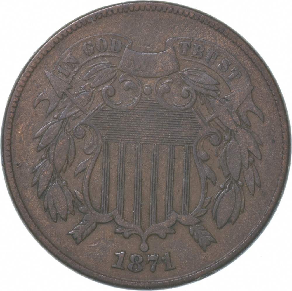 1871 Union Shield Two-Cent Piece *8277