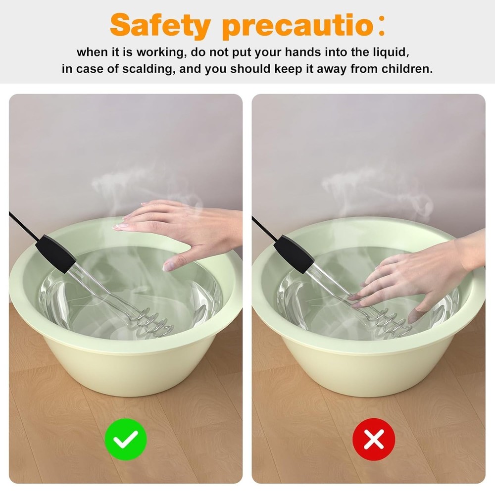 Calentador De Agua Electrico Portatil De Inmersion De 1000W 110V De 10 Pulgadas