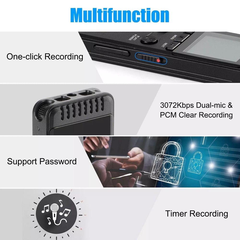 32GB Digital Voice Recorder Playback Device Lectures Activated Audio Recorders
