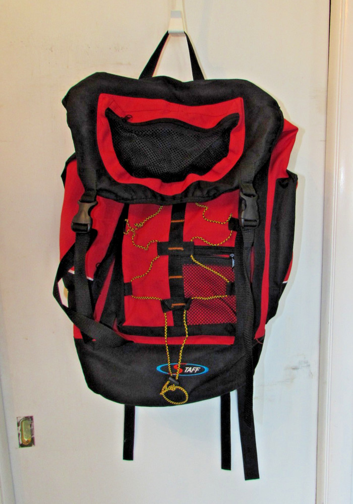 Staff Red Black Backpack 22x15x9 knapsack