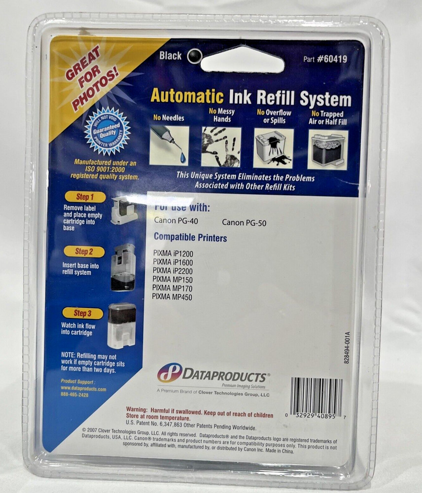 NEW Dataproducts automatic Black Ink Refill system for Canon PG-40 & 50 Printers