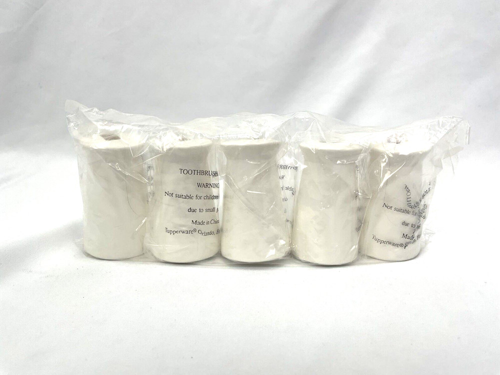 Tupperware Weighted White Toothbrush Holders Pack 5