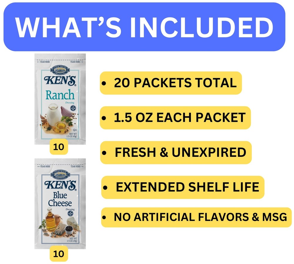 20 Count | Salad Dressing Packets | Individual Single Serve Salad Dressing