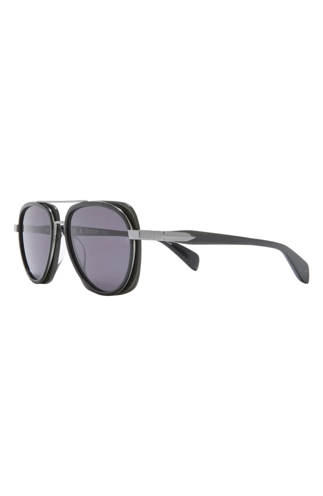 Rag & Bone Square Aviator 55mm Gradient Sunglasses | Black / Grey Lens | NEW