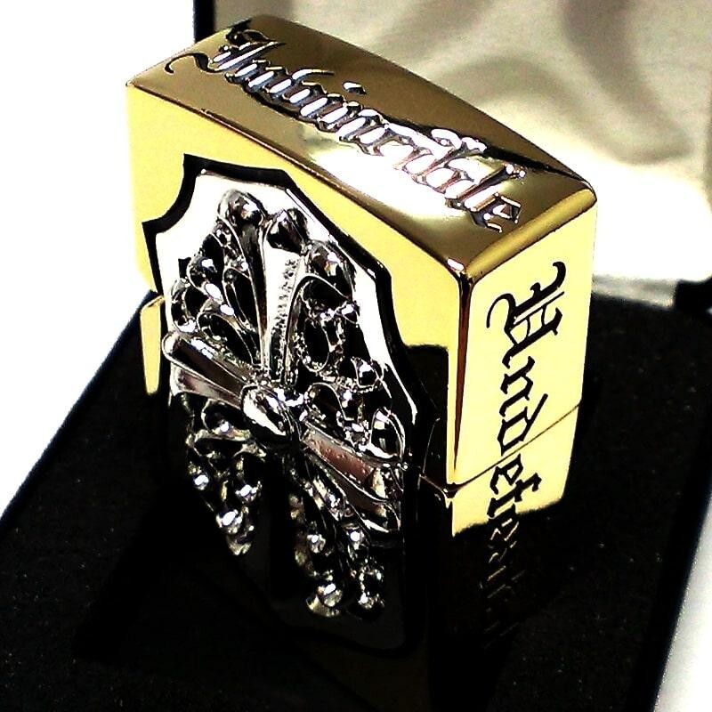 Zippo Heavy Model Shield Cross 5 Sided Design Gold & Silver Regular Lighter