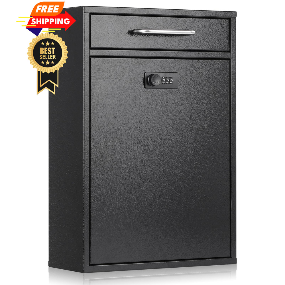 xydled Wall Mount Mailboxes with Combination XL Large, Black Lock