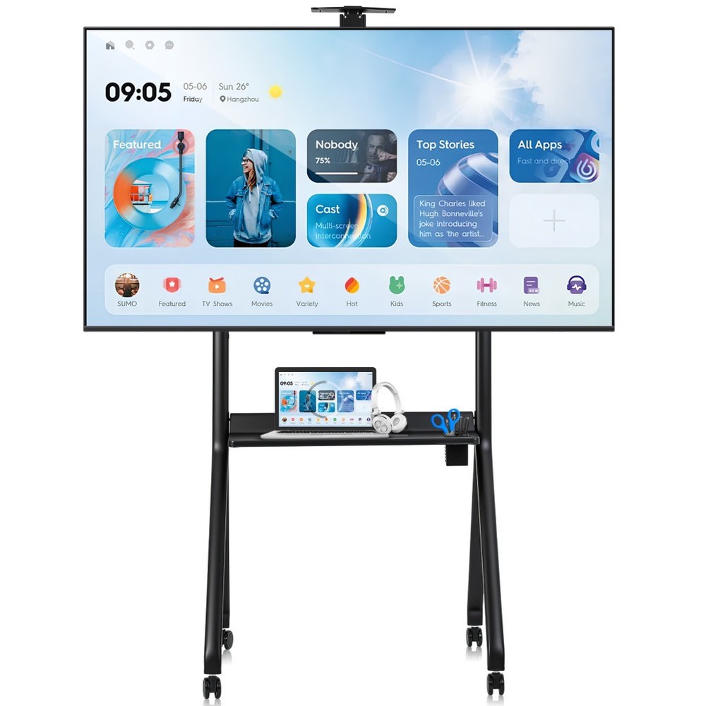 Mobile Cart for Interactive Display 42-86" Universal Rolling Stand Adjust Height