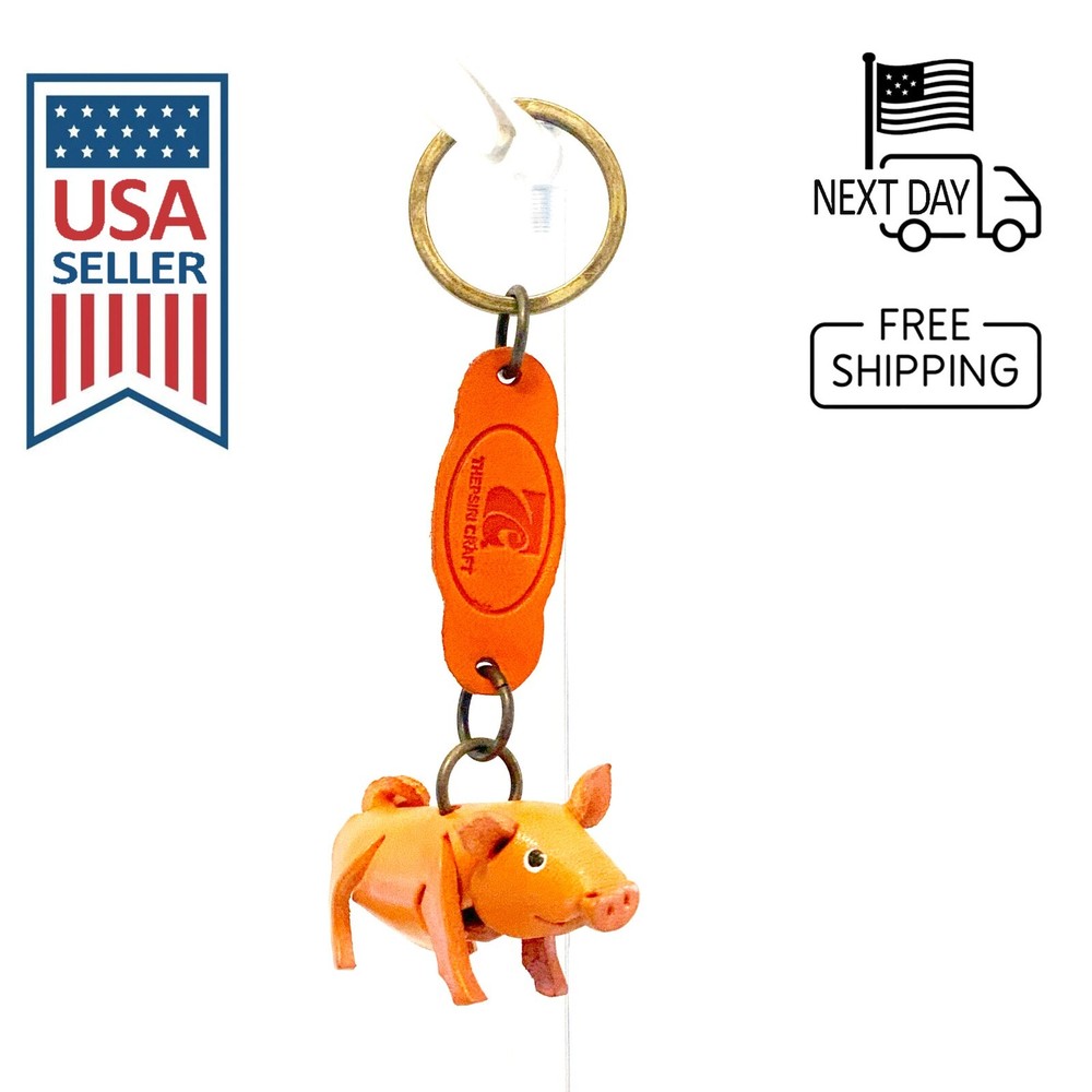 Pig Handmade Leather Keyring