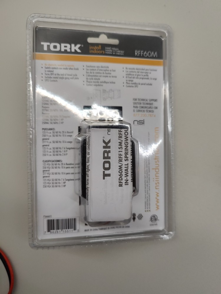 Tork In-Wall Springwound Interval Timer Switch RFF60M Indoor Metal Faceplate