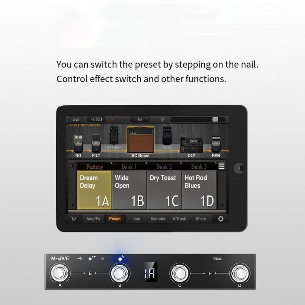 MVAVE Chocolate MIDI Footswitch Controller Extended Battery Life Easy