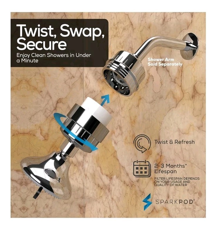 SparkPod High Output Shower Filter Cartridge- Standard Formula, White 3