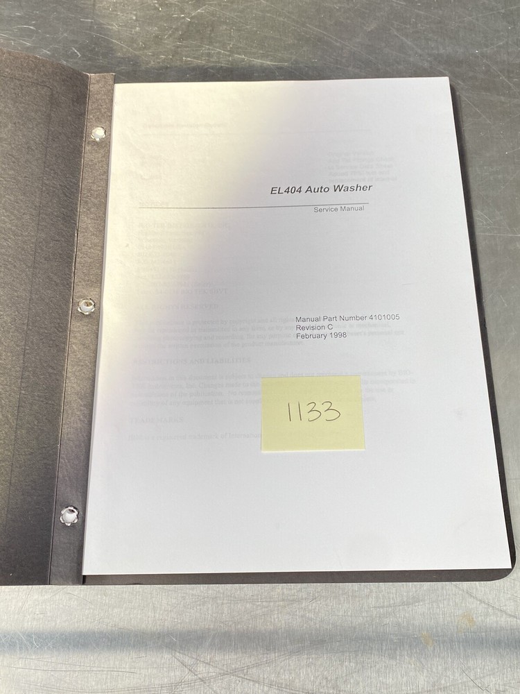 Biotek Microplate Washer EL404 Auto Washer - Users Guide / Instructions Book