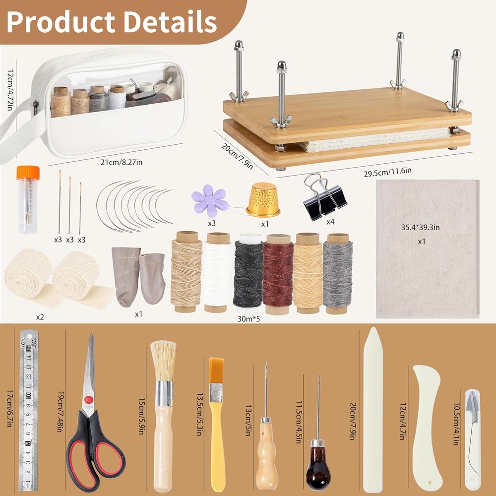 pamctry 50 Pcs Book Binding Kits for Beginners - Complete DIY Kit with Tools...