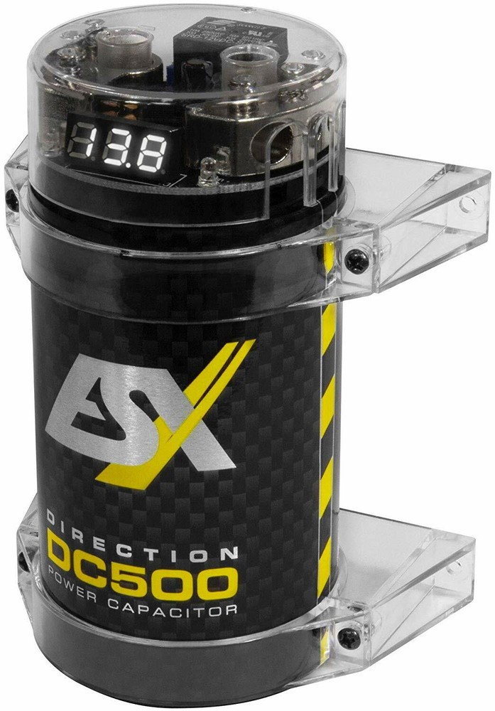 ESX DC500 Powercap 0.5 Farad Buffer Capacitor with Distribution Block LCD Display