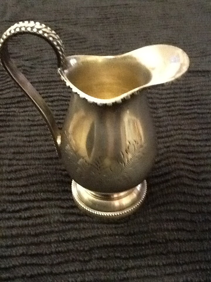 Pretty Silver Plate Engraved Cream Jug.