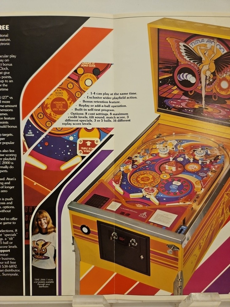 Atari Time 2000 Pinball Machine FLYER 1977 Ad Promo Insert Brochure Original