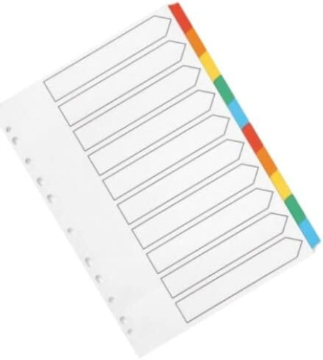 Q-Connect 10-Part Index Multi-punched Reinforced Board Multi-Colour Blank Tabs A