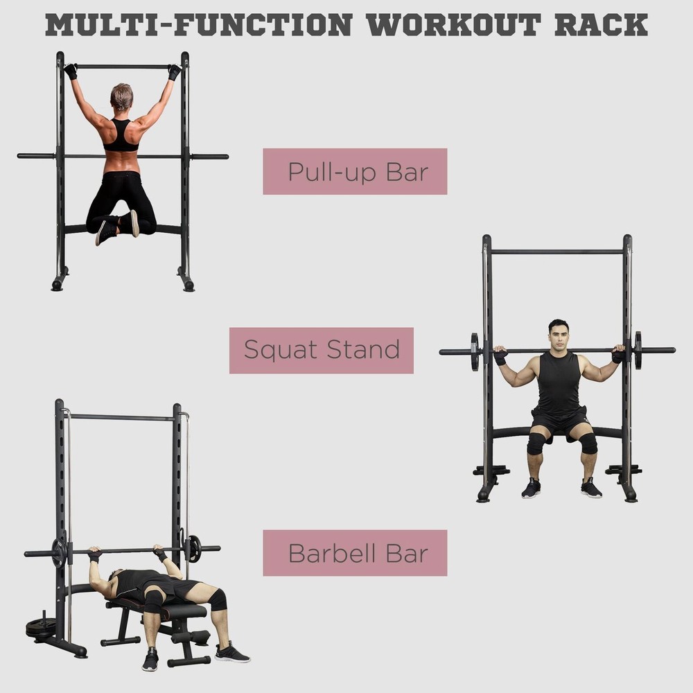 DEFECTIVE Adjustable Squat Rack with Pull Up Bar Barbell Bench Press Wei G3D