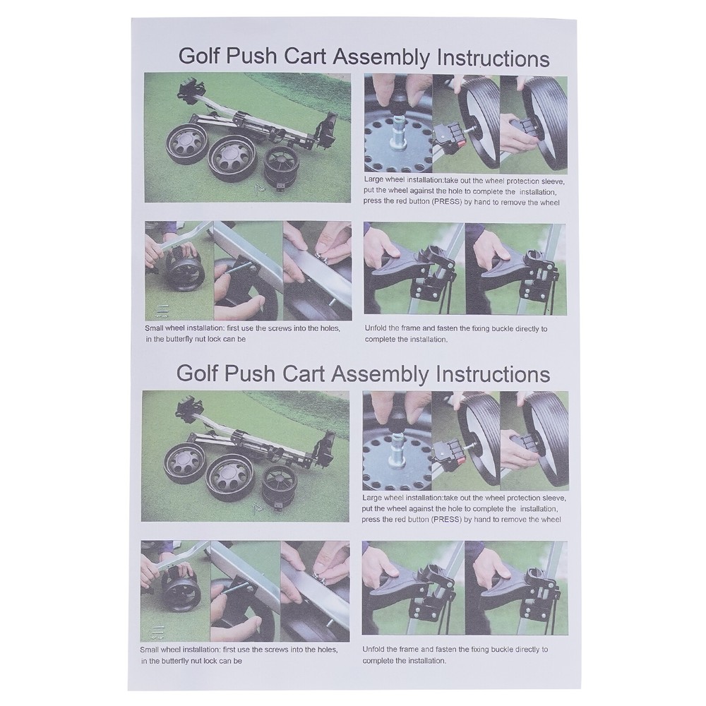 3-Wheel Golf Push Pull Cart Lightweight Folding Golf Walking Push Cart