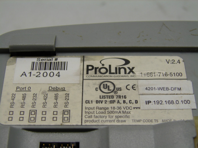 PROLINK 4201-WEB-DFM ETHERNET INPUT RANGE 18-36VDC INPUT LOAD 500MA MAX *XLNT*
