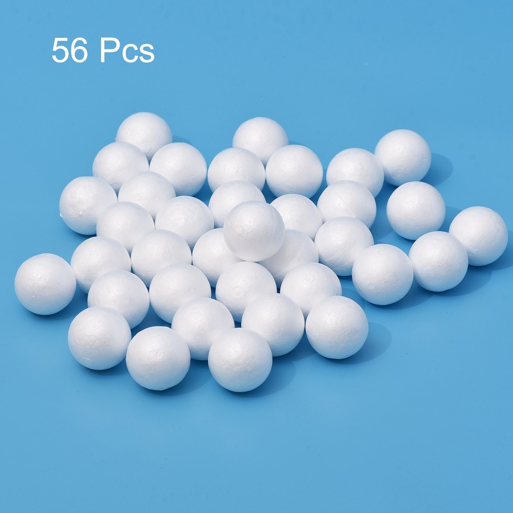 56Pcs 2" White Foam Balls Polystyrene Solid for Art and Decorations