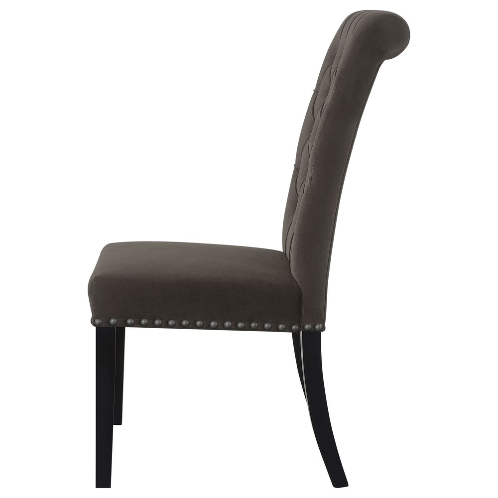 Brown and Rustic Espresso Tufted Side Chairs