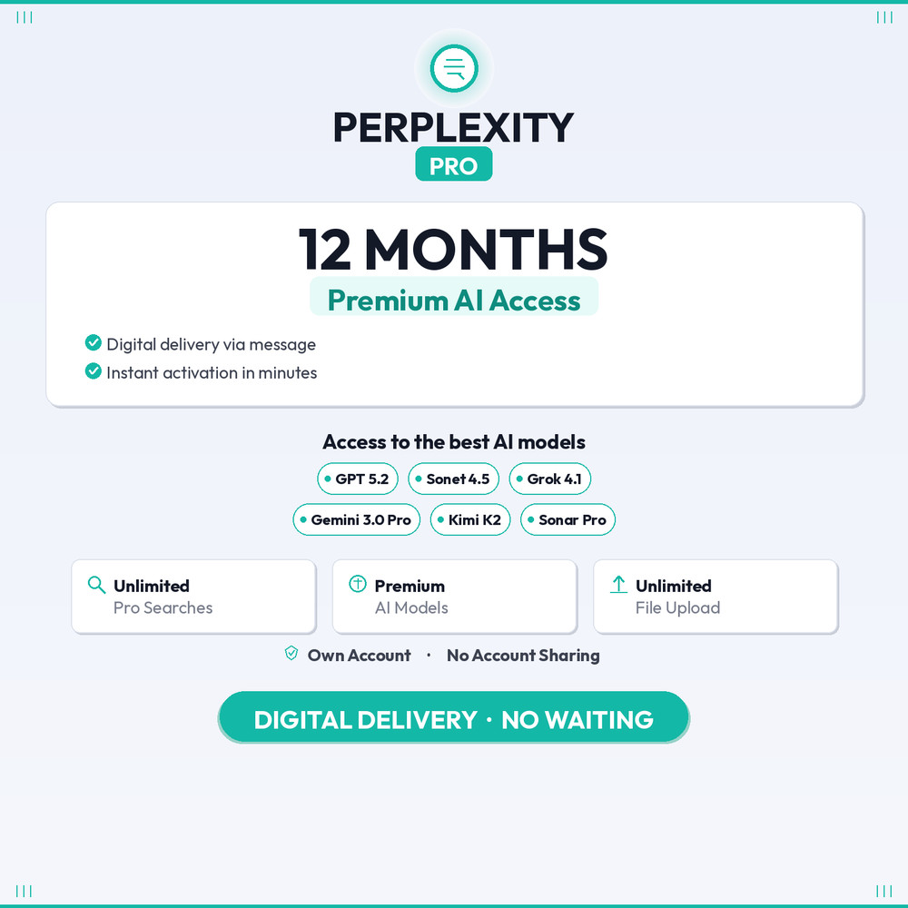 Perplexity Pro 12 Month CA AI Plan GPT 5 Claude Gemini Pro Instant Code Delivery