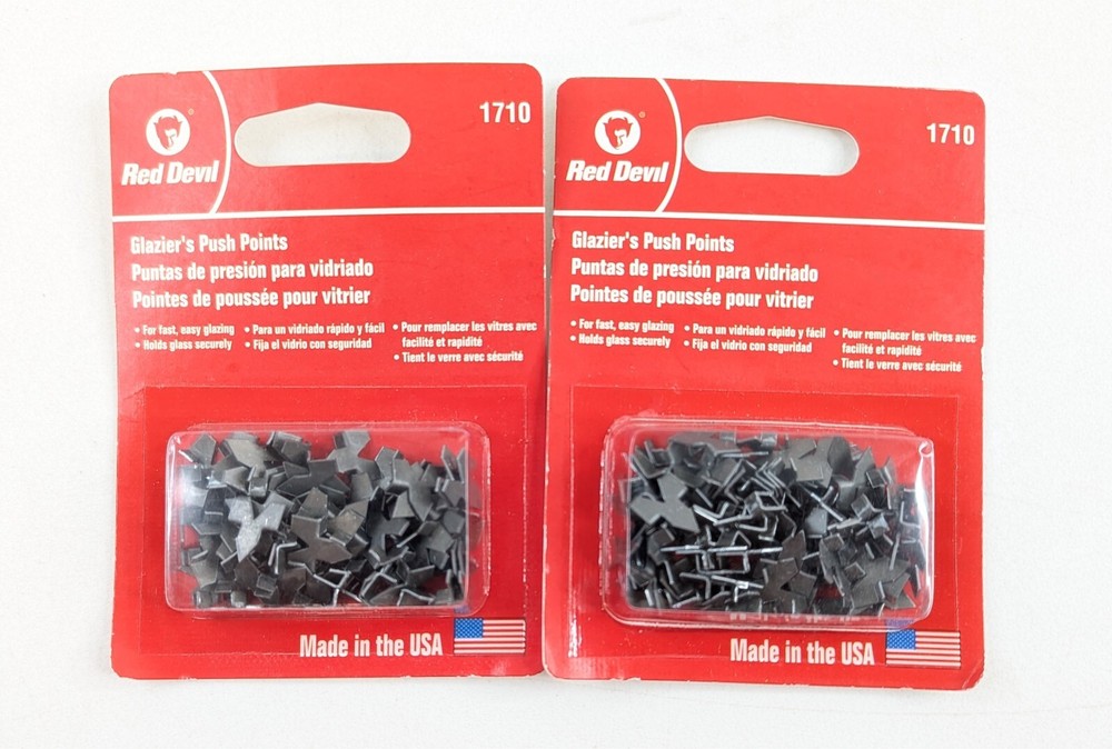 (2) Red Devil 1710 Glazier Push Points 55ct Packages - NEW