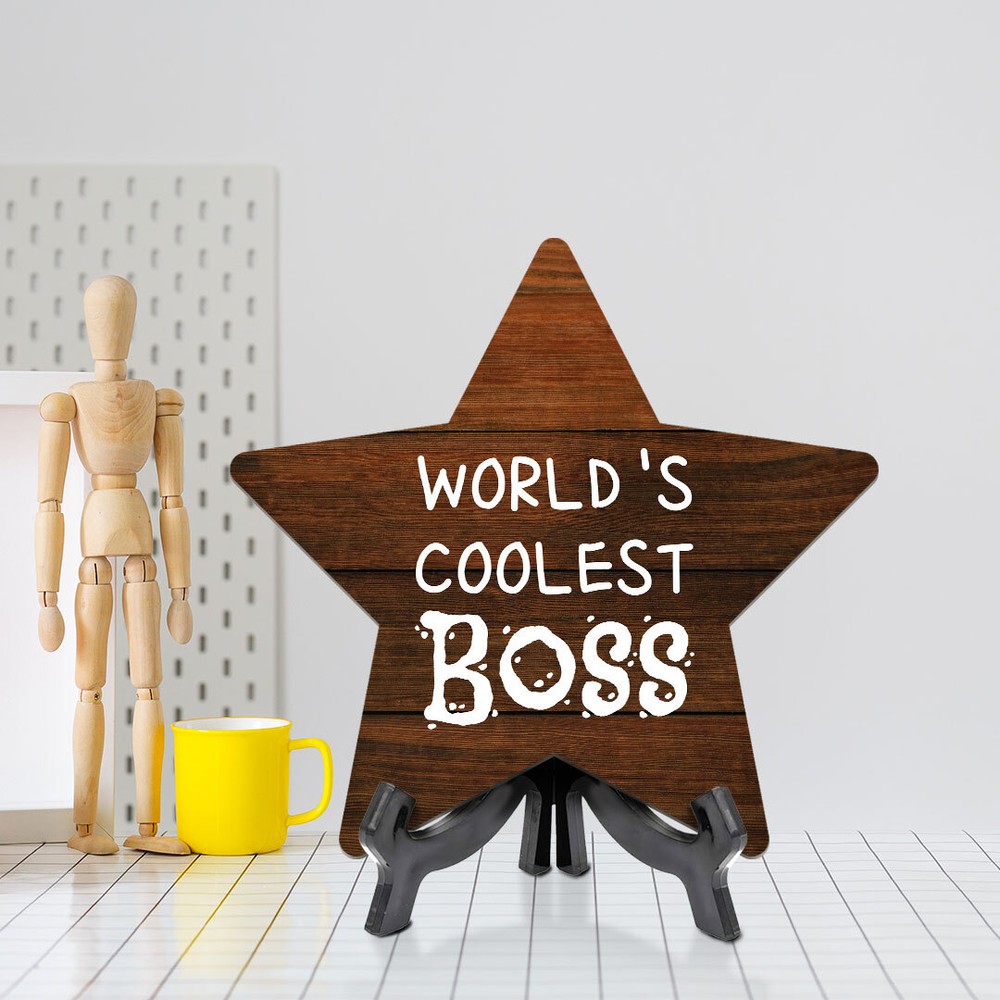 World's Coolest Boss 7.5 x 7.5" Star Table Sign