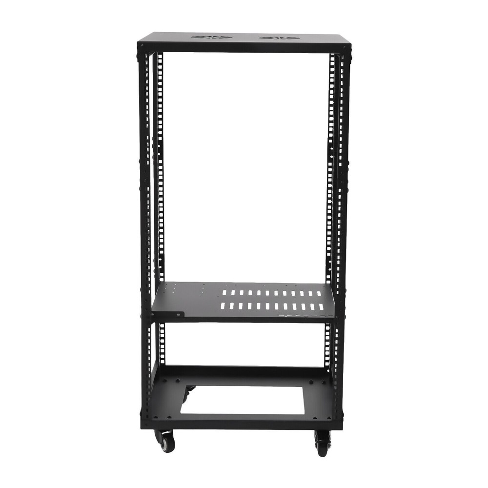 Adjustable 18U Four Post Open Frame Network Server Rack Holder on Caters