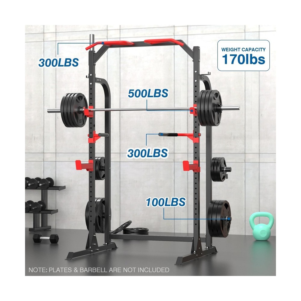 SunHome Power Cage Squat Rack, Power Rack with Pulley System, Adjustable Cabl...