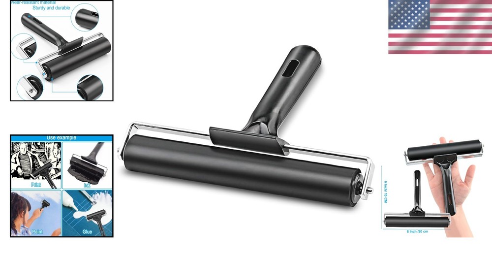 Professional Rubber Roller for Printmaking - 8-Inch
