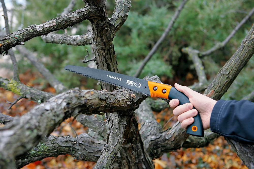 Pruning Saw, Gifts for Dad, Fixed Handle Tree Cutting Tool, 13", Black/Orange