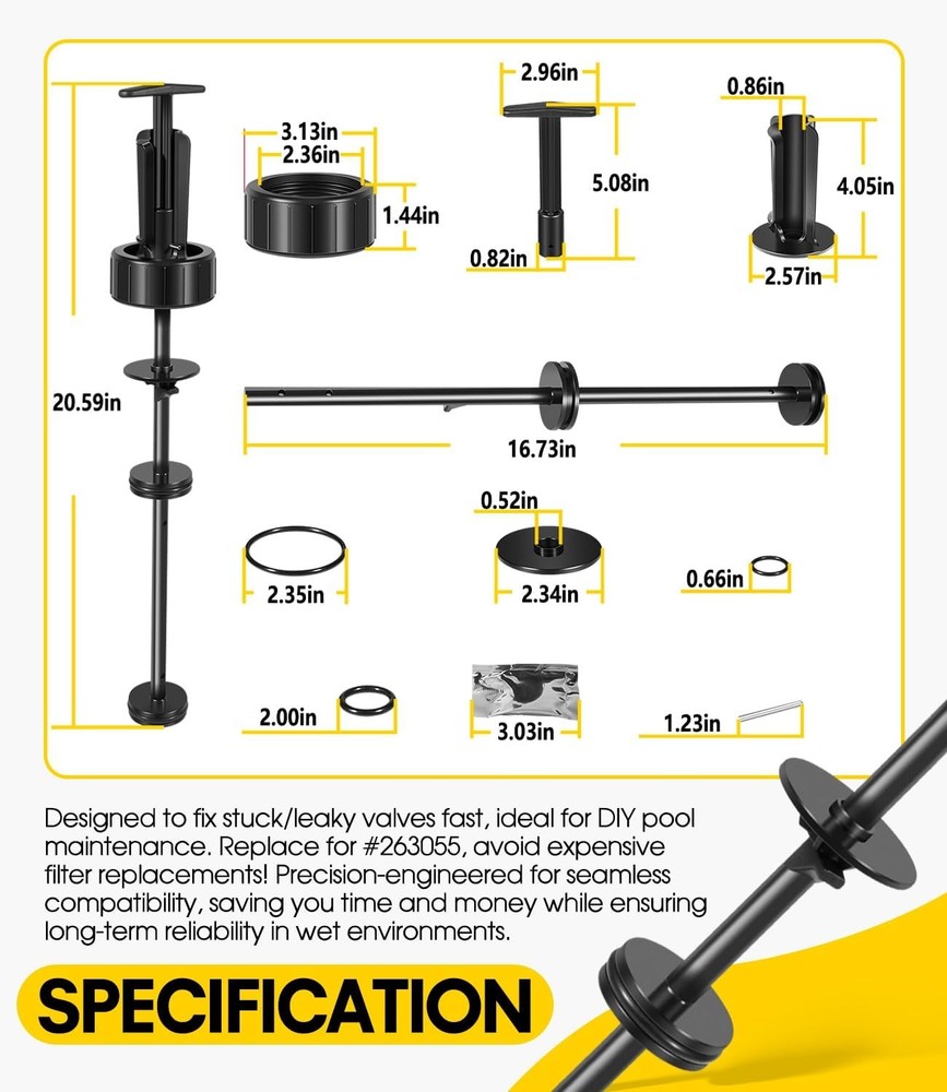 for Pentair 263055 Push Pull Valve Piston Shaft Assembly With Handle Replacement