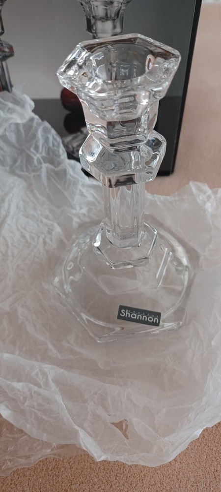 SHANNON BY GODINGER CRYSTAL CLASSICAL CANDLESTICK PAIR