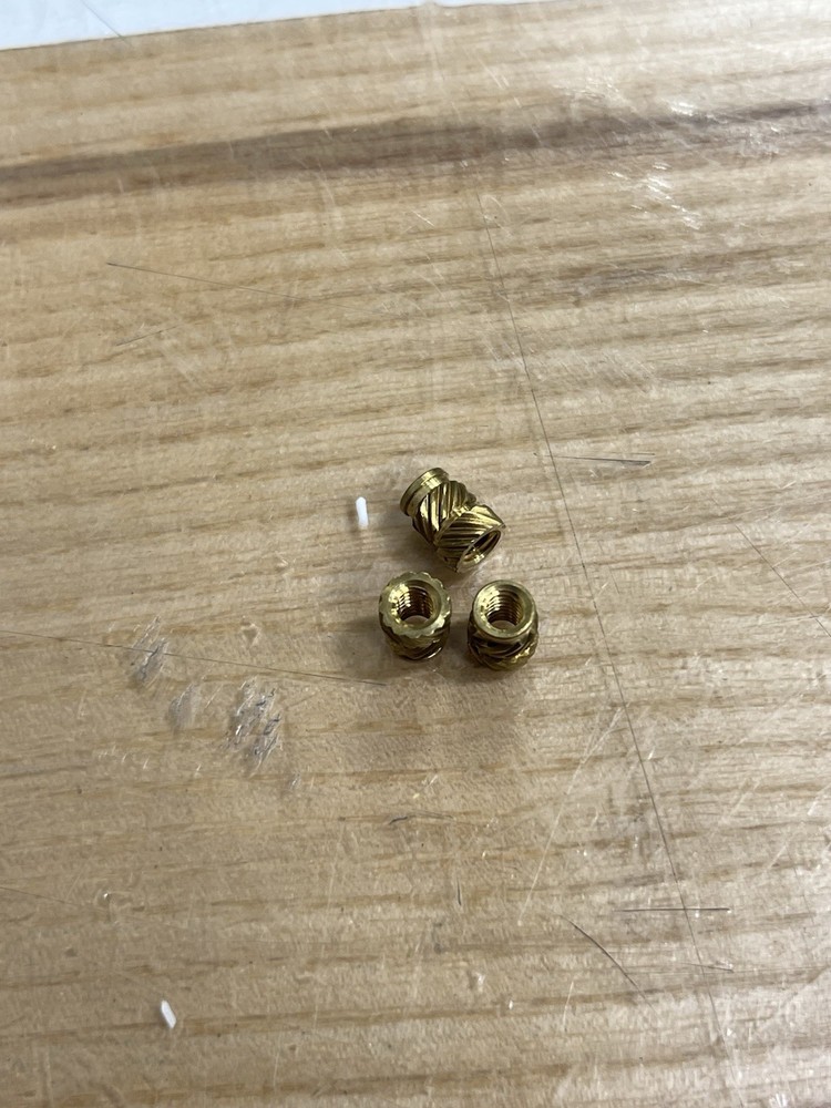 10 E-Z Press Brass Threaded Insert for Plastic - Flush 6-32, .281 Long