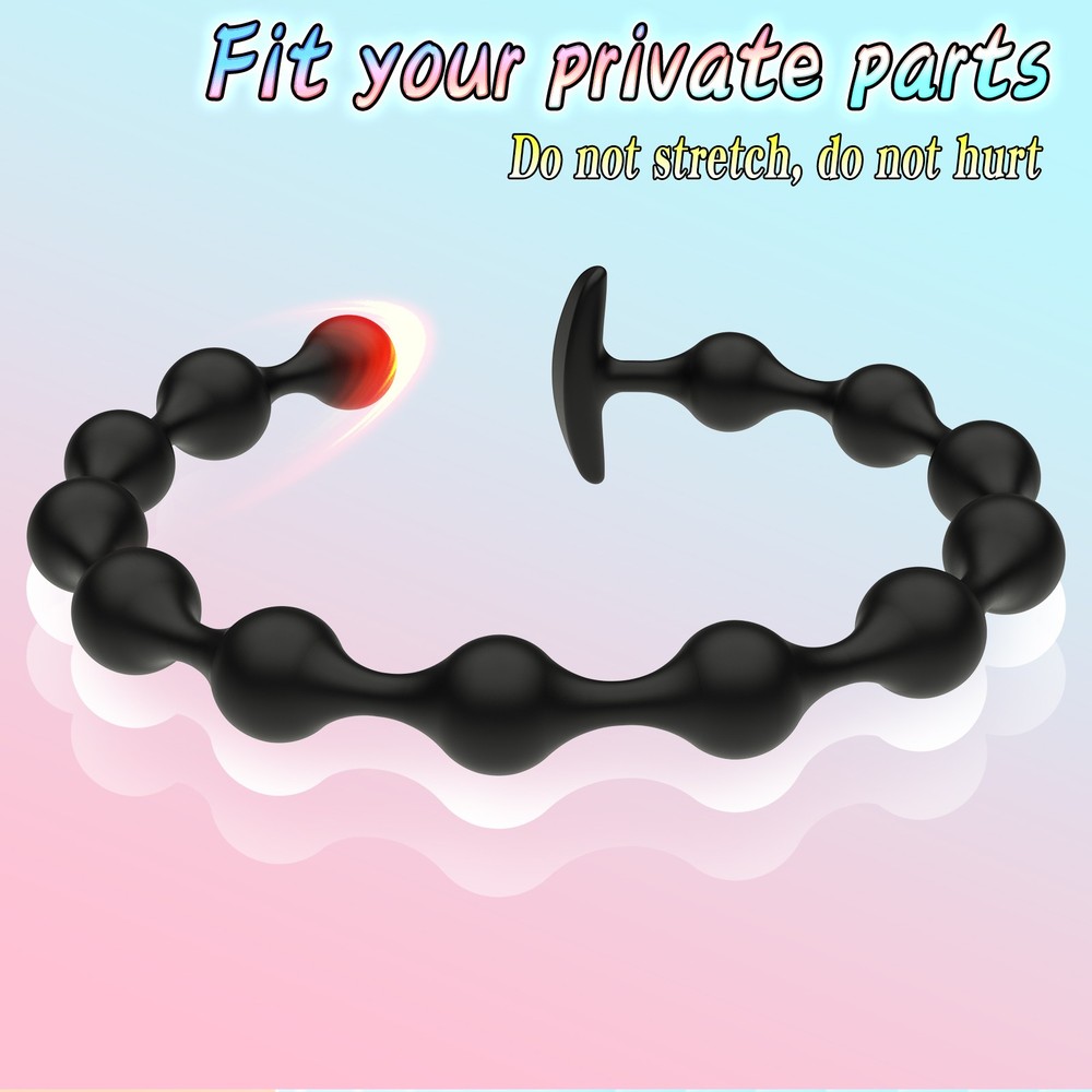 Soft Silicone Beads Plug Long Black Balls Plug Extreme Spreader Dilator