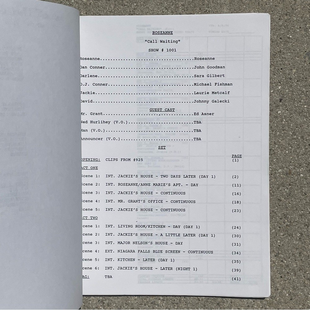 Roseanne Original 1996 Production Used Final Draft Script Goodman Barr Metcalf