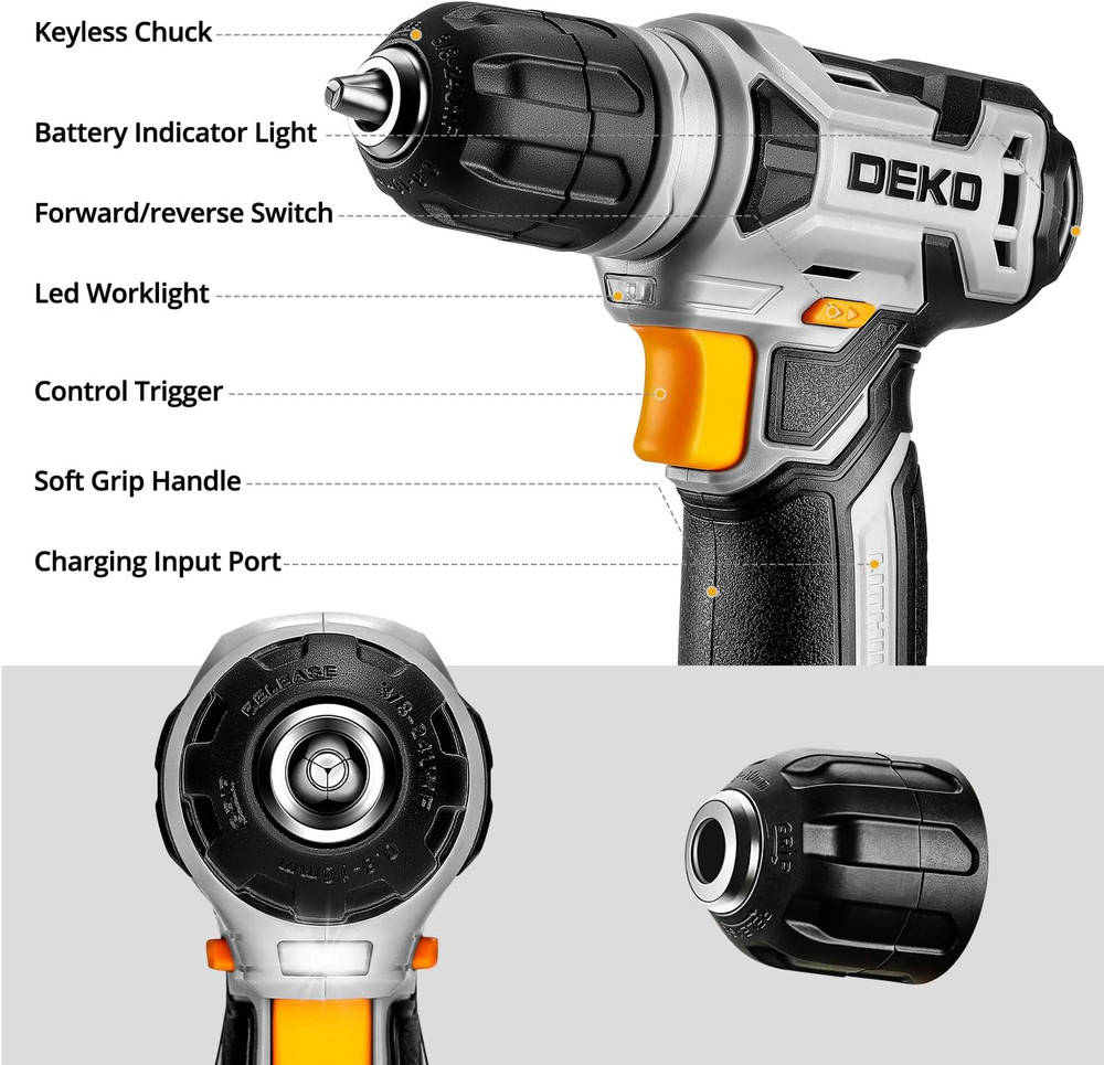Tool Set：Tool Kit with 8V Cordless Drill,Tool Box with Drill,Hand Drill Set for