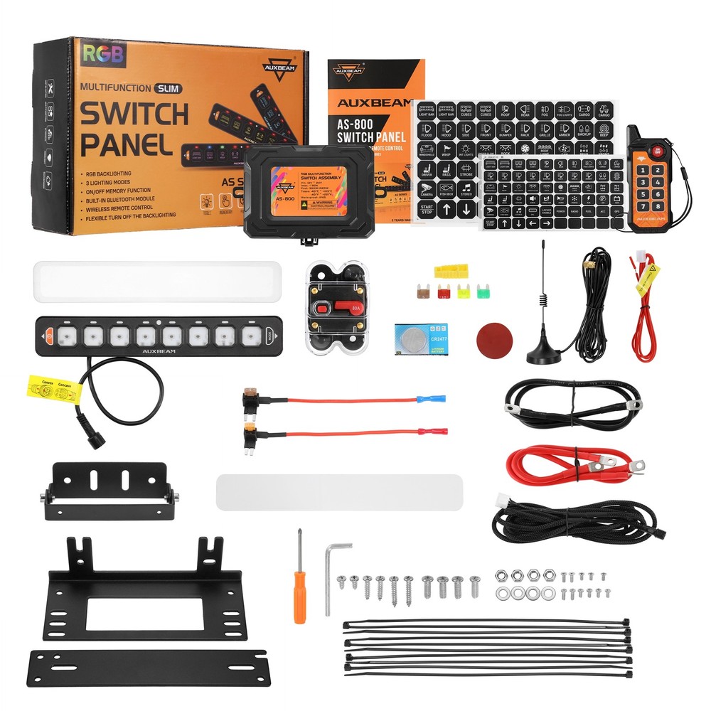 AUXBEAM 8 Gang RGB Switch Panel APP & Remote Control Automatic Dimmable for Ford