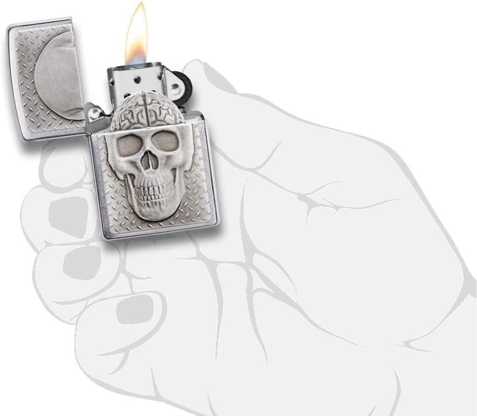 Zippo Lighter- Personalized Engrave for Skull with Brain Surprise #29818