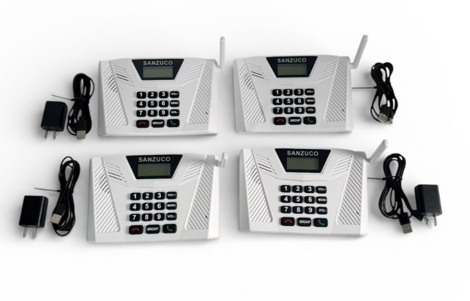 Wireless Intercoms for Home Hand Free 5300 Feet Range Two Way Intercoms (4 Pack)
