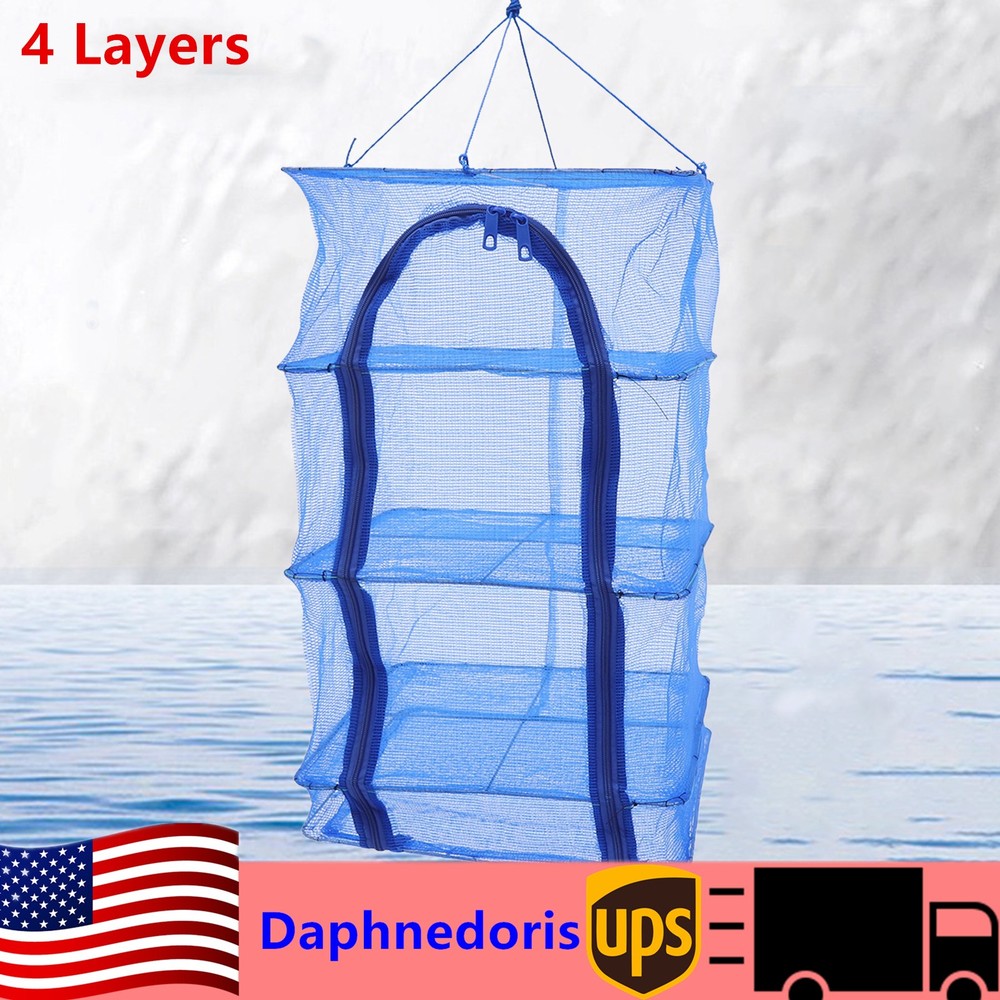 Foldable 4 Layers Drying Net Hanging Vegetable Fish Dishes Mesh Dryer Rack