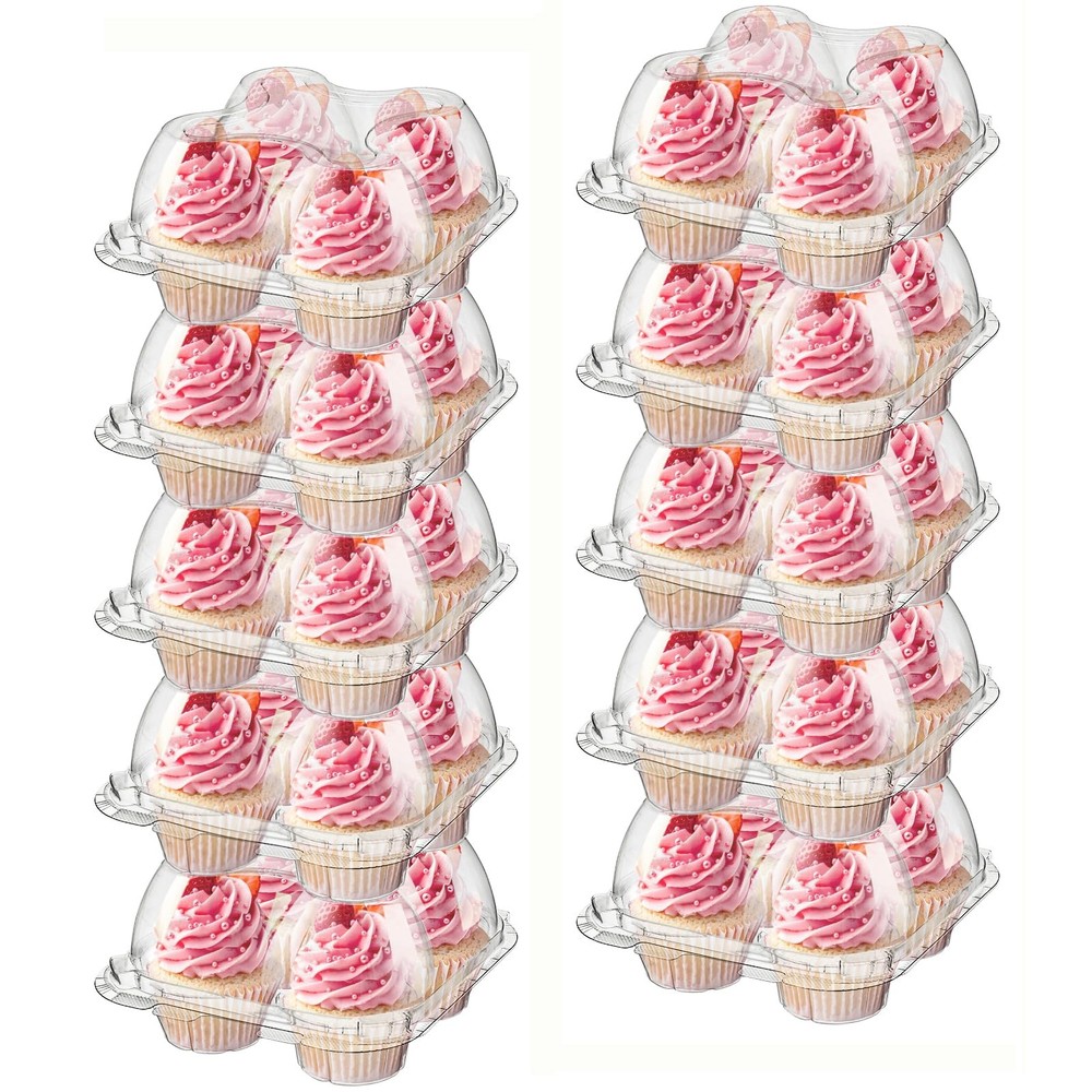 60 Count 4-Compartment Plastic Cupcake Containers - Disposable Cupcake Trays ...