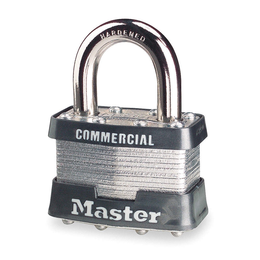 MASTER LOCK 1KA Keyed Padlock, 3/4 in,Rectangle,Silver 4T091
