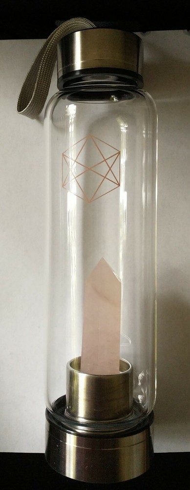 Rose Quartz Water Bottle, with Neoprene Sleeve
