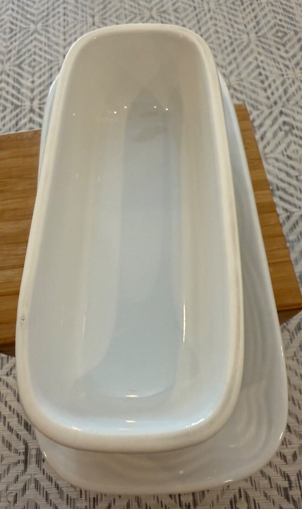 Classic White Stoneware Butter Dish Keeper